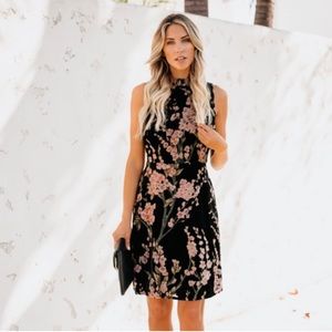 Vici Collection Velvet Mockneck Floral Dress